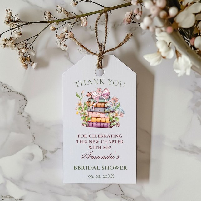 En ny kapitel Story Book Bröllopsfest Tack Presentetikett (Skapare uppladdad)
