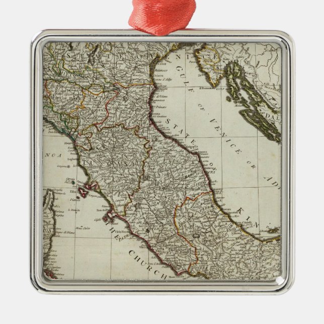 En ny karta av italien med öarna av Sicily Julgransprydnad Metall (Framsidan)