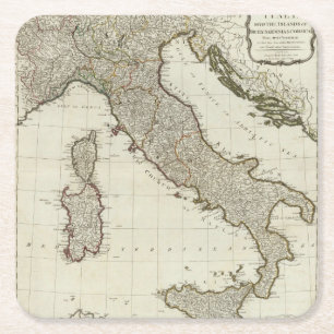En ny karta av italien med öarna av Sicily Underlägg Papper Kvadrat