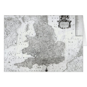 En ny karta av kungariket av England Hälsningskort