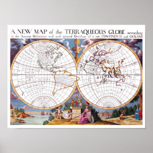 En ny Karta i den terraquous Globe Archival Poster