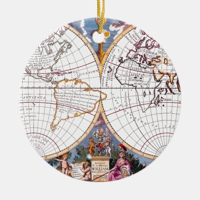 En ny Karta i den Terraquous Globe Ornament (Framsidan)