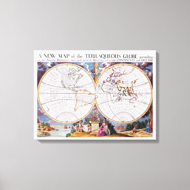 En ny Karta i den terravinska glasfiber som är täc Canvastryck (Framsida)