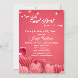 En ny liten, söt hjärt-Valentine Baby Shower Inbjudningar