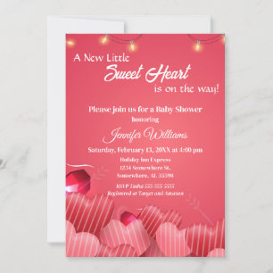 En ny liten, söt hjärt-Valentine Baby Shower Inbjudningar