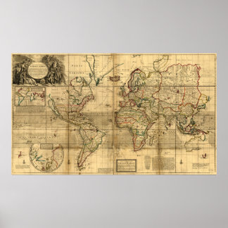 En ny och korrekt karta i hela världen poster