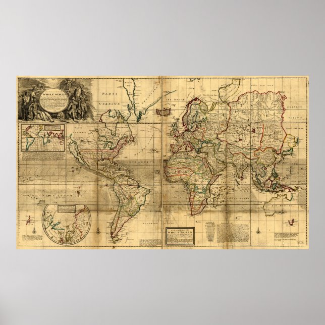 En ny och korrekt karta i hela världen poster (Framsidan)