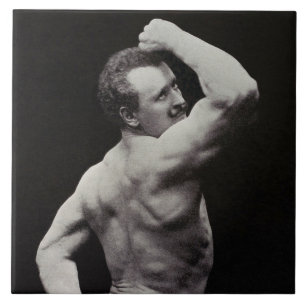 En ny pose av starka män Eugen Sandow Bodybuilding Kakelplatta