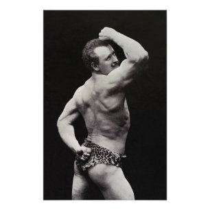 En Ny Pose av Starke Män Eugen Sandow Bodybuilding Fototryck