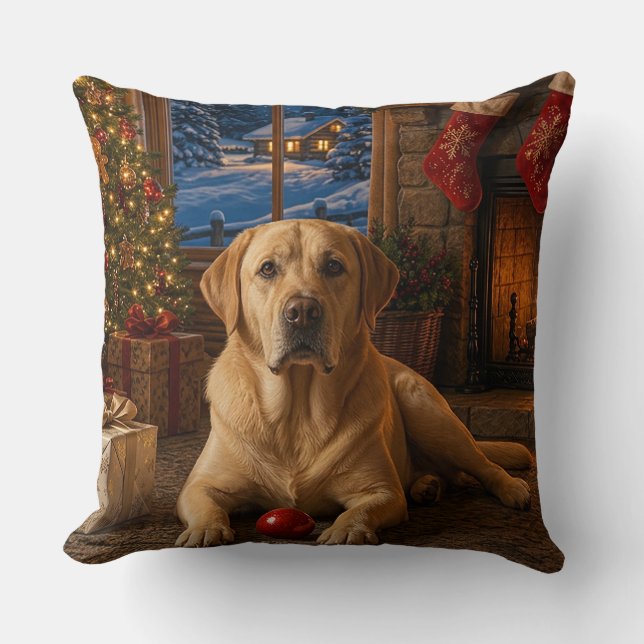 En Ny Röd Boll, Labrador Retriever Semester Kast Kudde (Framsida)