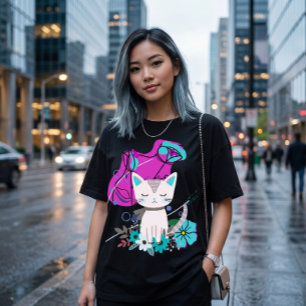 En ny trendig färgrik kattälskare design t shirt