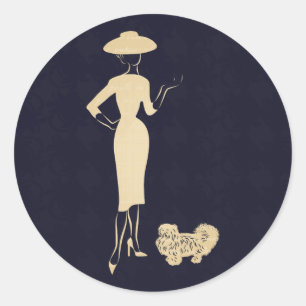 En ny Vintage 1950-talets Mode Runt Klistermärke