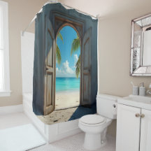 En nyckel-hål-vy av karibiska stranden