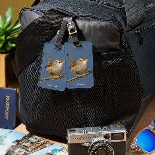 En Nyfiken Bewicks Wren i Träd Bagagebricka