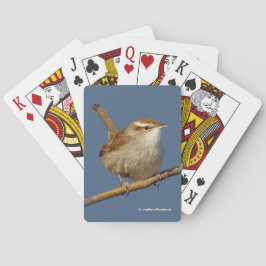 En Nyfiken Bewicks Wren i Träd Spel Kort
