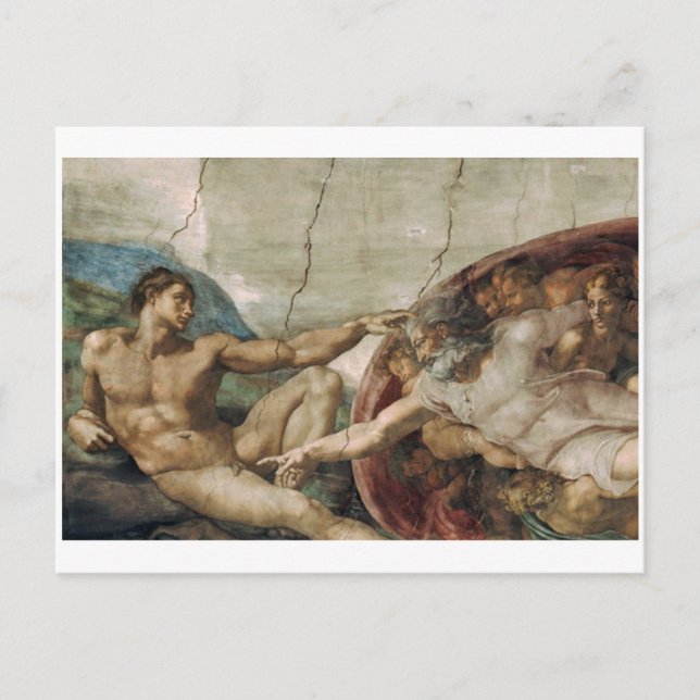 En nyfiken gud. vykort (Framsida)