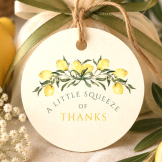 En nypa tack citron citrus baby shower gåvor etiketter