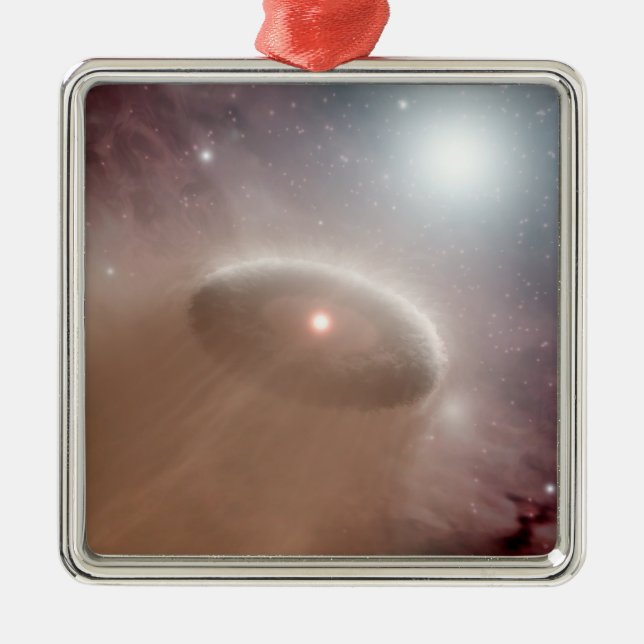 En O-stjärna precis bakom en ung, kallare stjärna Julgransprydnad Metall (Framsidan)