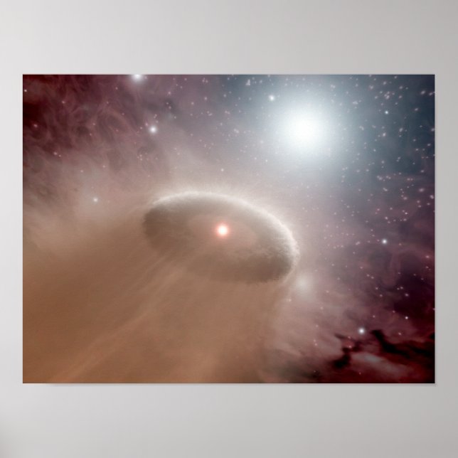 En O-stjärna precis bakom en ung, kallare stjärna Poster (Framsidan)