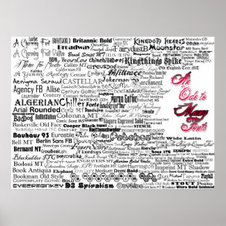 En Ode på många Typsnitt Poster