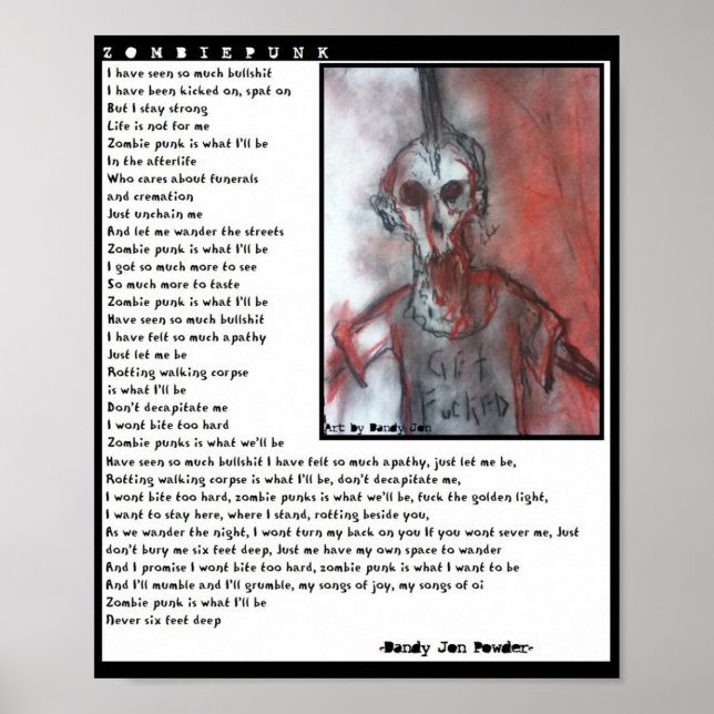 En Ode till Zombie Punk Poster (Framsidan)