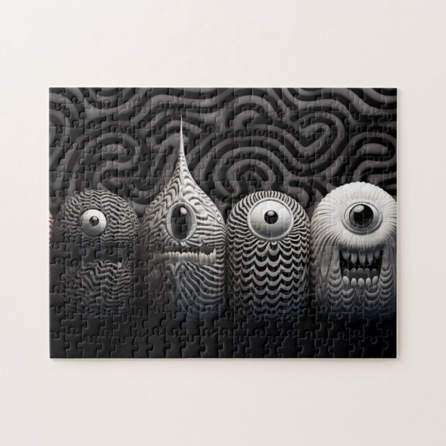 En]ögonärftliga varelser i neutralt färg pussel (Horisontell)