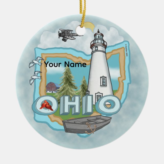 En Ohio-fyrtorn Julgransprydnad Keramik (Framsidan)