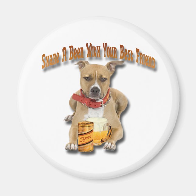  en öl med amerikanska StaffordTerrier Magnet (Framsidan)