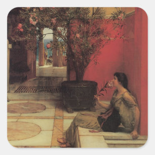 En Oleander av Alma Tadema, Vintage Flowers Fyrkantigt Klistermärke