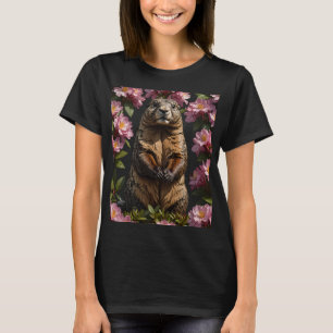 En olympisk marmot omgiven av Rhododendron Flowe T Shirt