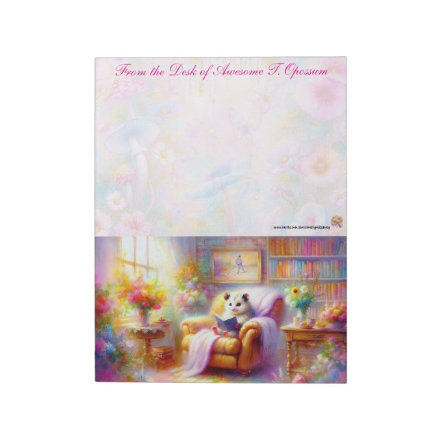 En opossum i hans läshörna Anteckningsblock (Roterad)