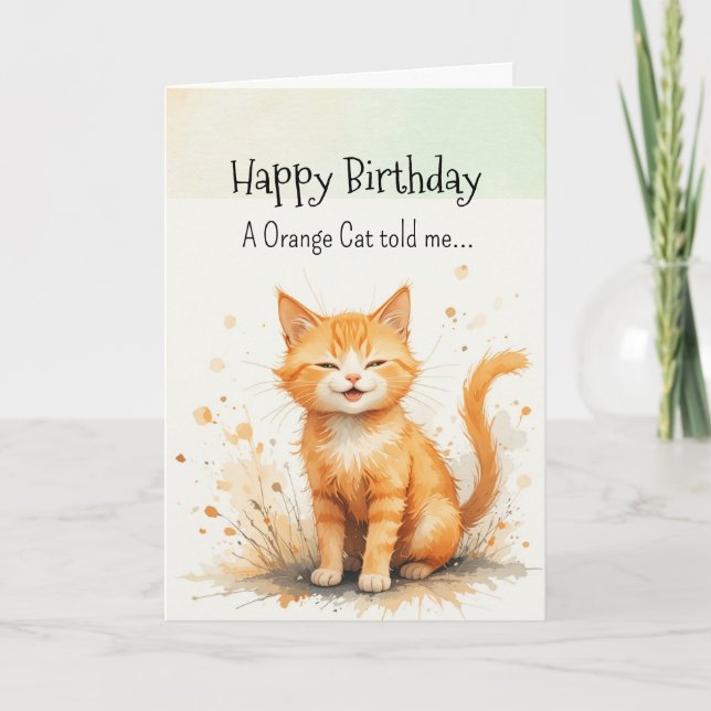 En Orange Kat Personality Birthday Animal Kort (Framsida)
