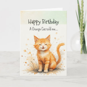 En Orange Kat Personality Birthday Animal Kort
