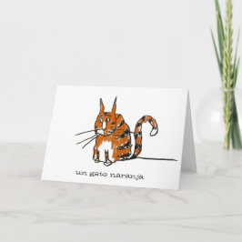 En Orange Katt Orange Cat Cartoon Grattiskort Kort