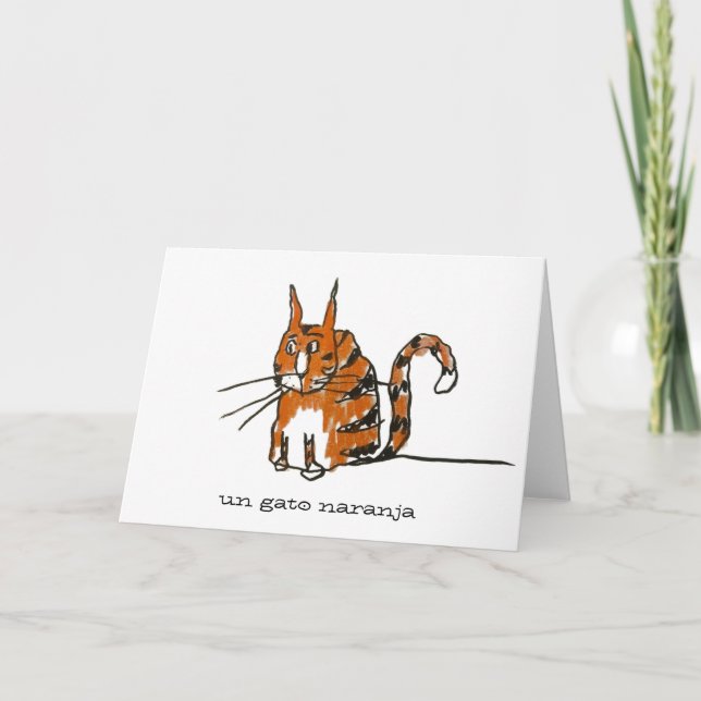 En Orange Katt Orange Cat Cartoon Grattiskort Kort (Framsida)