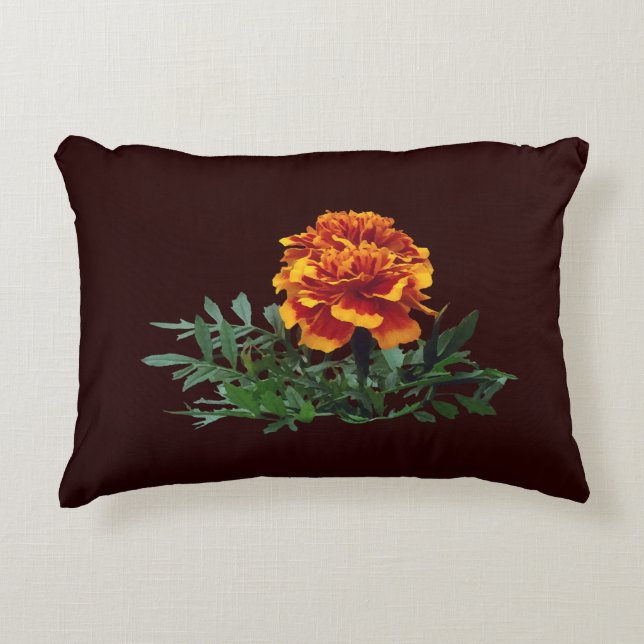 En Orange Marigold med Gult Tips Prydnadskudde (Framsidan)