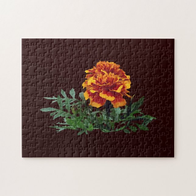 En Orange Marigold med Gult Tips Pussel (Horisontell)
