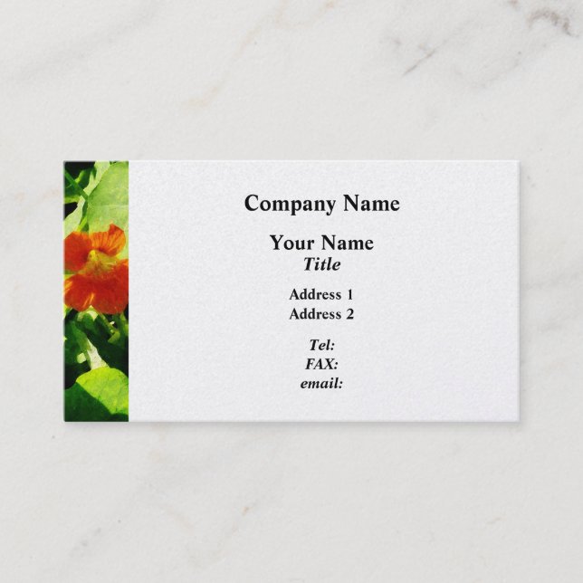 En Orange Nasturtium  - Platinfinish Visitkort (Framsida)