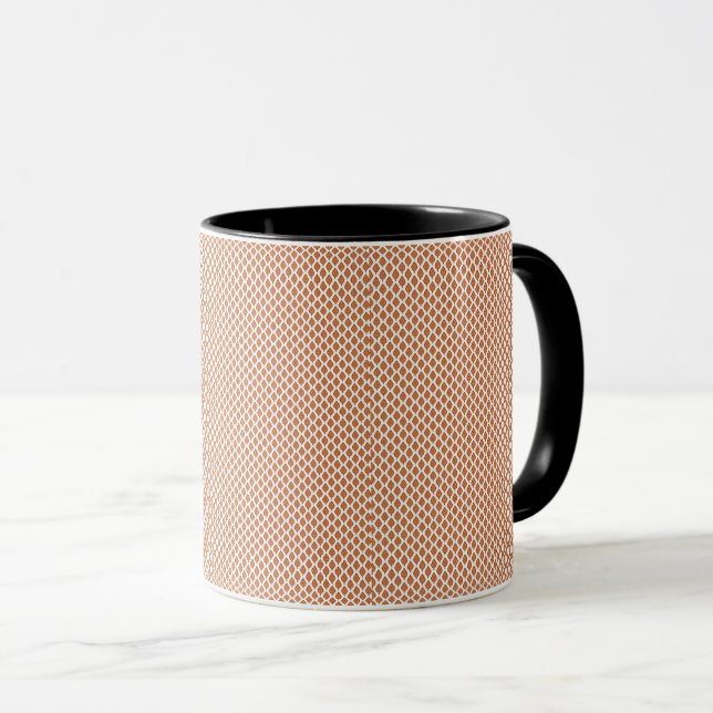en orange och ett vitt geometriskt mönster mugg (Framsida höger)