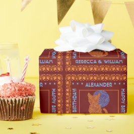 En Orange och Måne-katt över Personligen Presentpapper