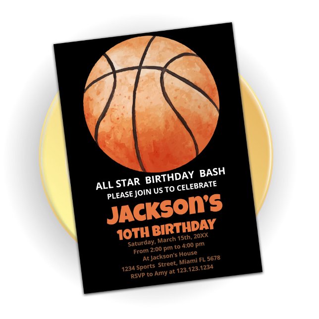 En Oranges Basketball Birthday-inbjudningar Inbjudningar (Skapare uppladdad)