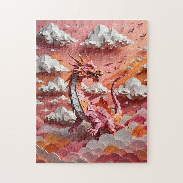 En origami-drake  pussel (Vertikal)