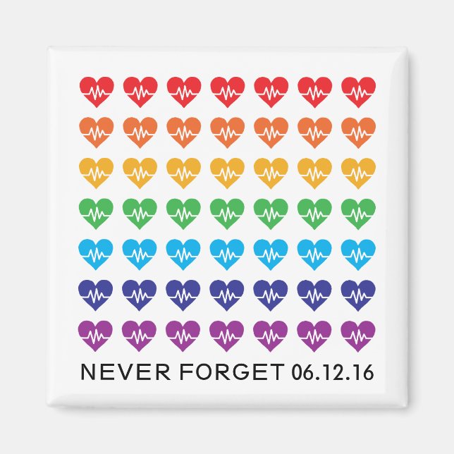 En Orlando One Pulse Rainbow 49 Hearts Magnet (Framsidan)