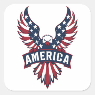 En örn i den amerikanska flagga färg. fyrkantigt klistermärke