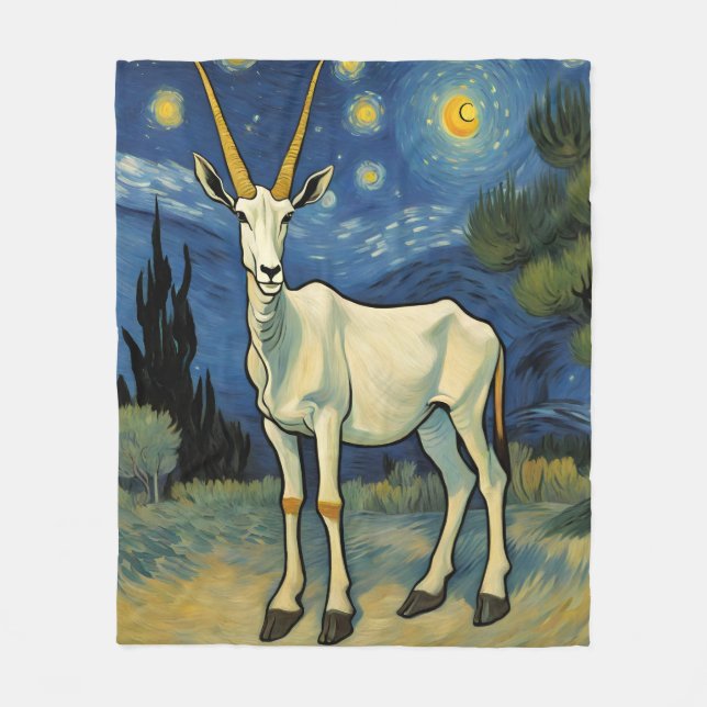 en Oryx på en stjärnkväll Fleecefilt (Framsidan)