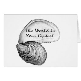 En ostronsnäcka med ordstävet "världen är din hälsningskort