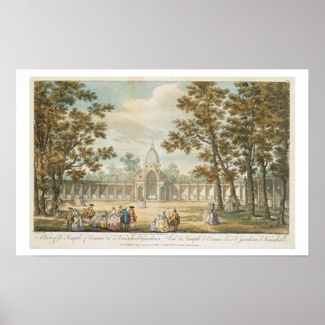 En översikt över Comus-templet vid Vauxhall Garden Poster (Framsidan)