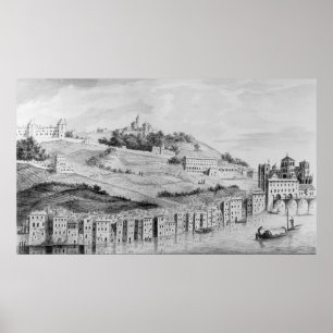 En översikt över staden Lyons hamn Poster