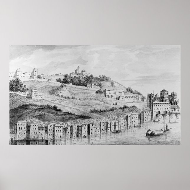 En översikt över staden Lyons hamn Poster (Framsidan)