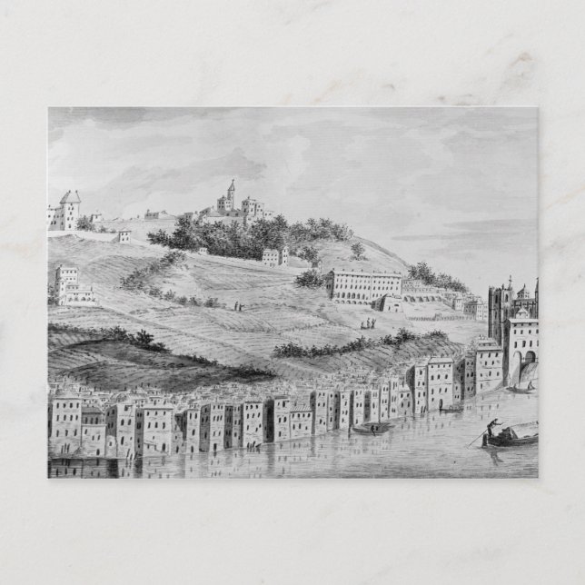 En översikt över staden Lyons hamn Vykort (Framsida)